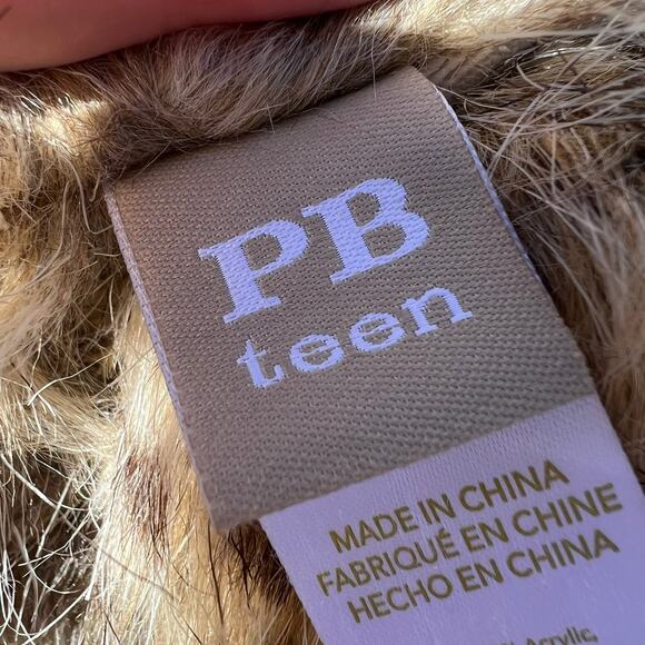 Pottery Barn PB Teen Faux Fur Animal Print Throw Blanket 45x60 Brown Accent - Picture 7 of 9